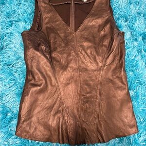 ANTONIO MELANI Brown Leather Tank Top